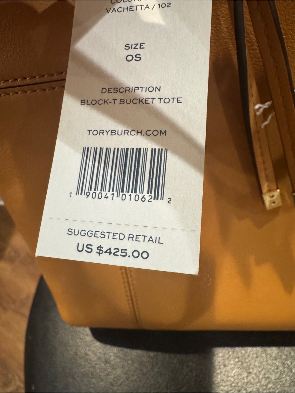 Tory Burch Camel Tan Block T Leather Tote NWT - Picture 9 of 9